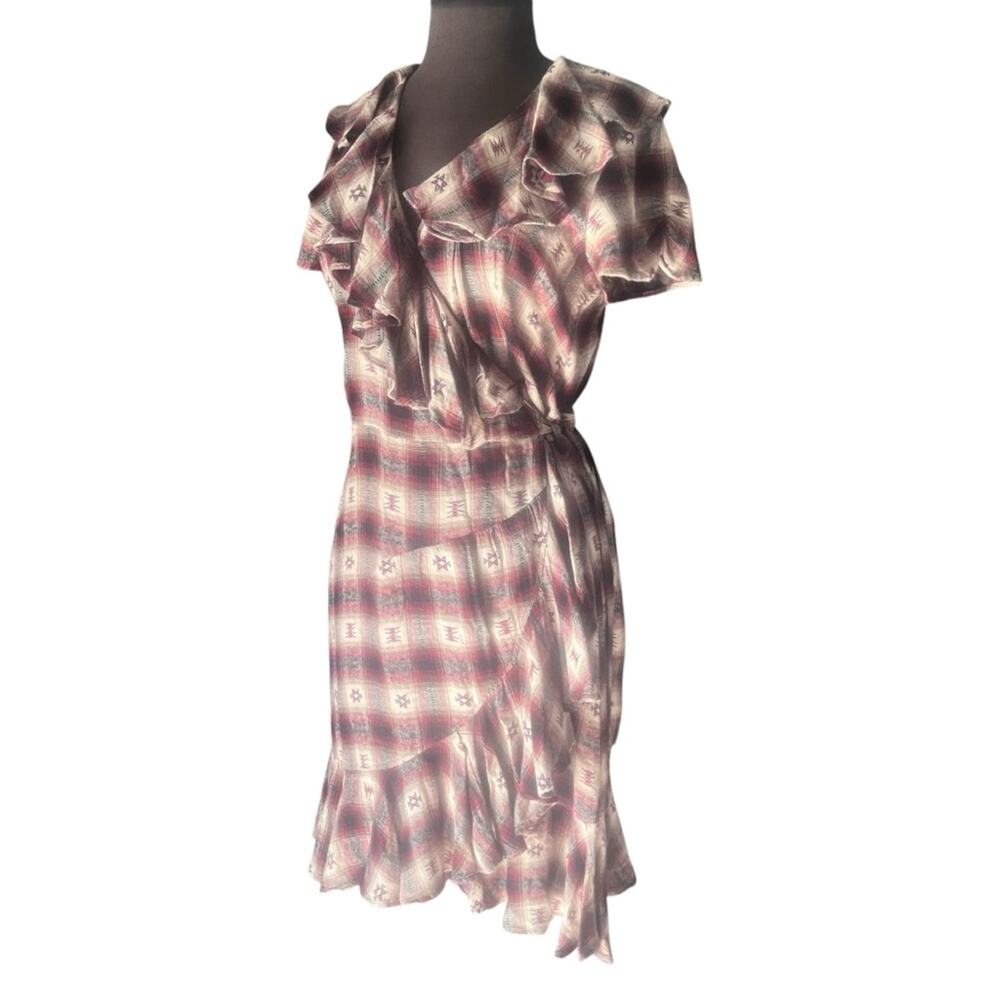 Y2K Ralph Lauren Denim & Supply Plaid Boho Grunge Southwestern Wrap Dress XS - Picture 3 of 9